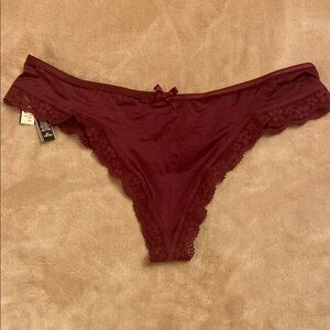 Lace Trim Burgundy Panties